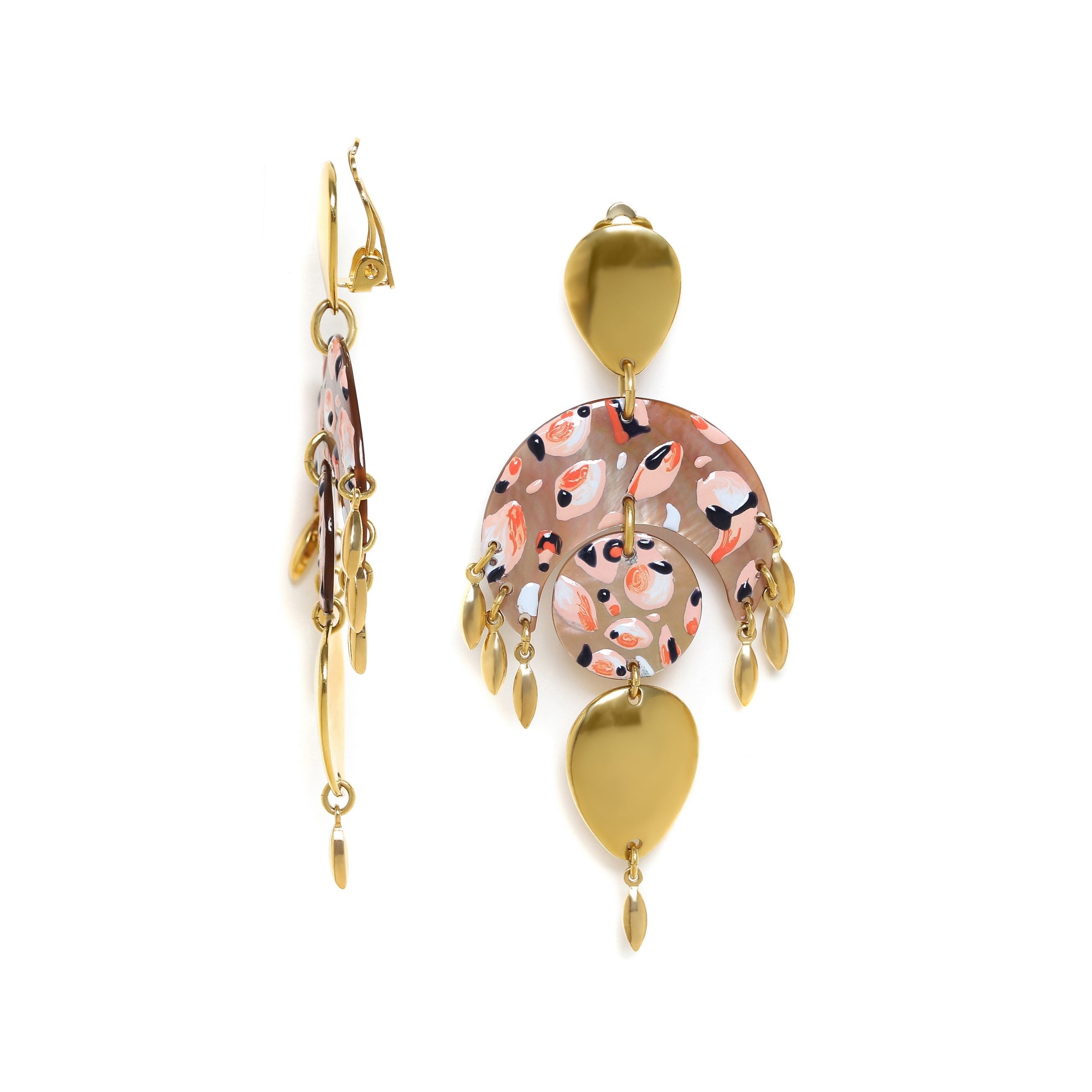 Franck Herval Leona *"Cresent Shape" Brownlip Clip Earring