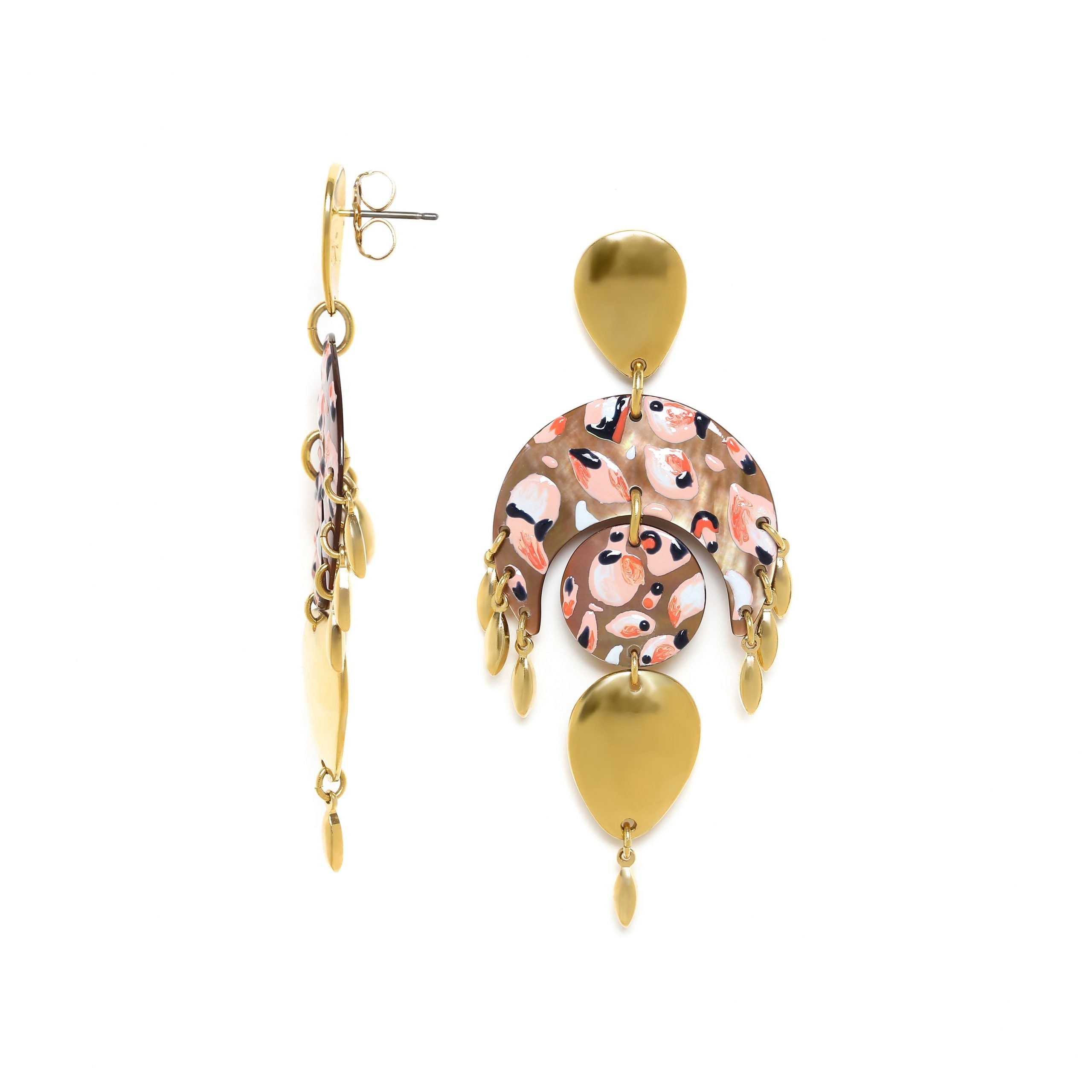 Franck Herval Leona *"Cresent Shape" Brownlip Post Earring