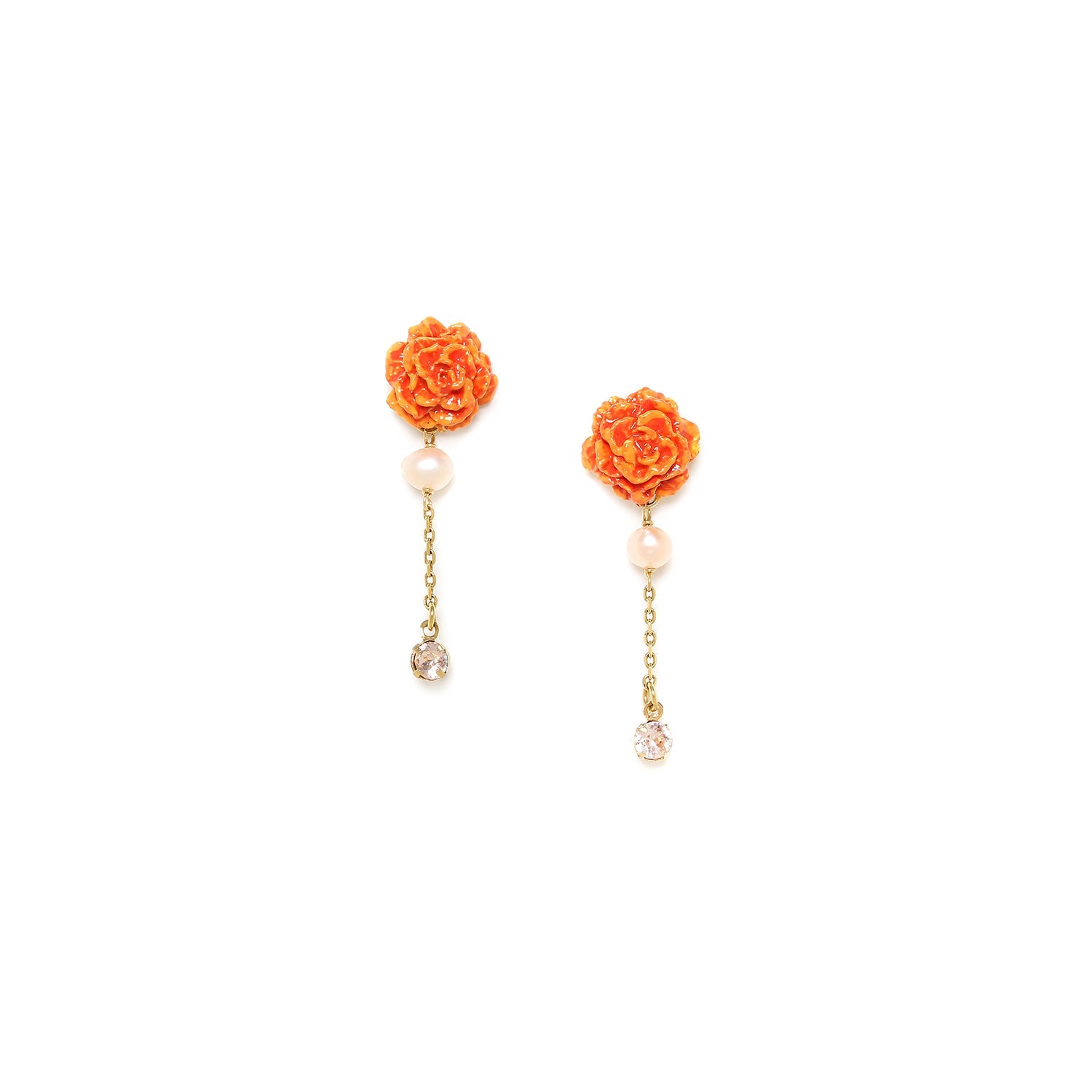 Franck Herval Cléa Orange Carnation Flower Post Earrings