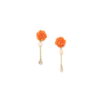 Load image into Gallery viewer, Franck Herval Cléa Orange Carnation Flower Post Earrings
