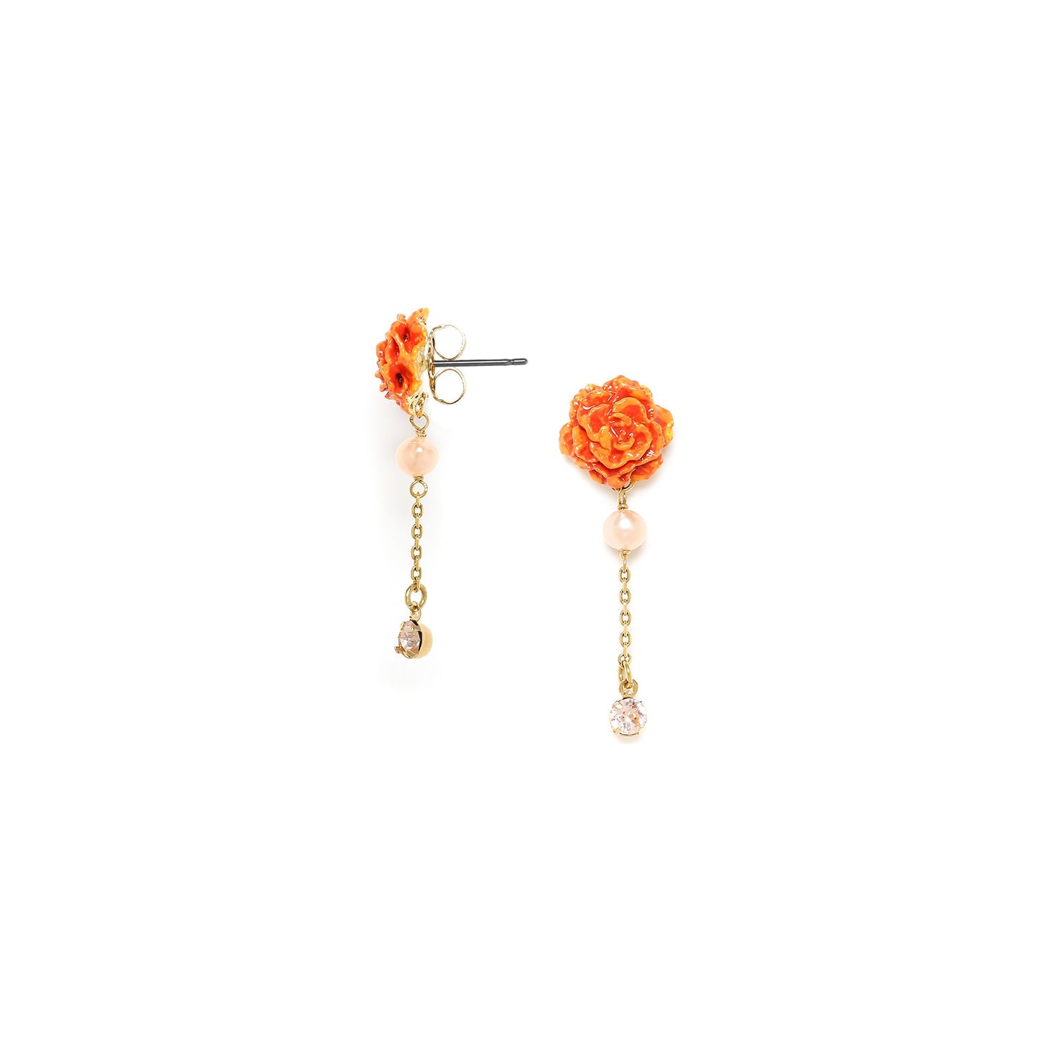 Franck Herval Cléa Orange Carnation Flower Post Earrings