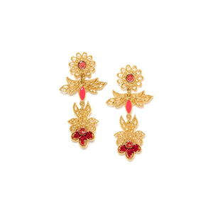 Franck Herval Appoline Flower Post Dangle Earrings (Cherry)