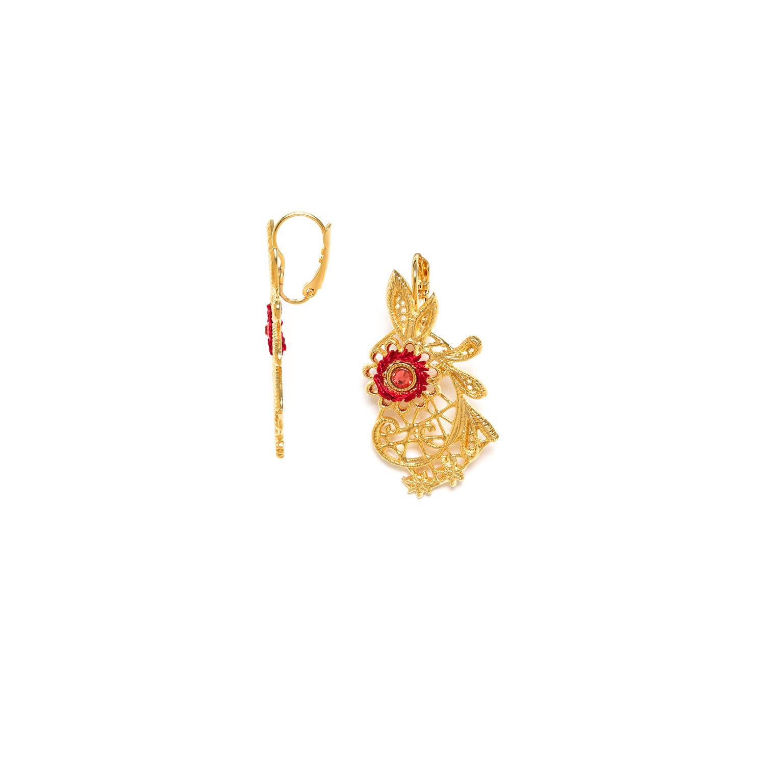 Franck Herval Appoline Flower + Strass French Hooks (Cherry)