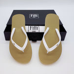 Load image into Gallery viewer, Filli London Aurora Luxury Crystal Flip Flops - White on Gold
