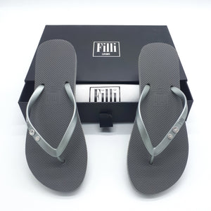 Filli London Crystal Diamond - Silver Luxury Flip Flops