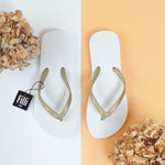 Load image into Gallery viewer, Filli London Naked Flip Flops - Gold on White
