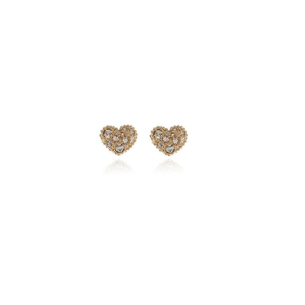 Pom Pom Gold Heart Earrings