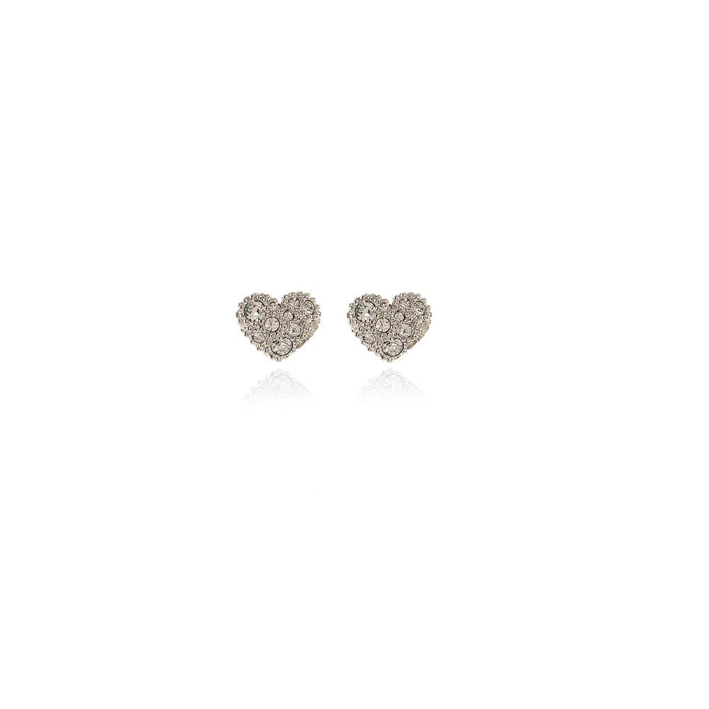 Pom Pom Silver Heart Earrings