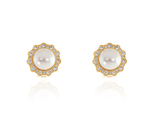 Florantine Pearl Gold Clip on Earrings