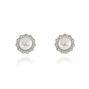 Florantine Pearl Silver Clip on Earrings