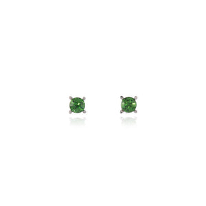 Laine 6mm Emerald Silver Earrings