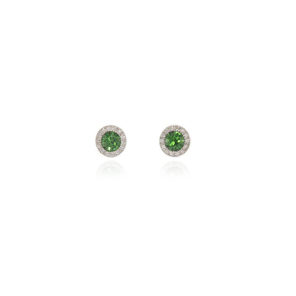 Chikle Silver Emerald Green Earrings