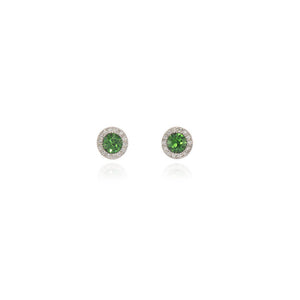 Chikle Silver Emerald Green Earrings