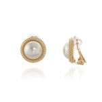 Load image into Gallery viewer, Elan  Pearl Gold Clip On Earrings
