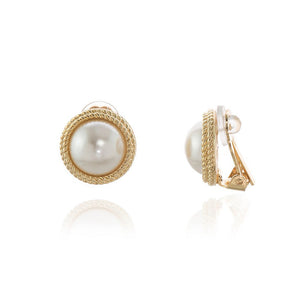 Elan  Pearl Gold Clip On Earrings