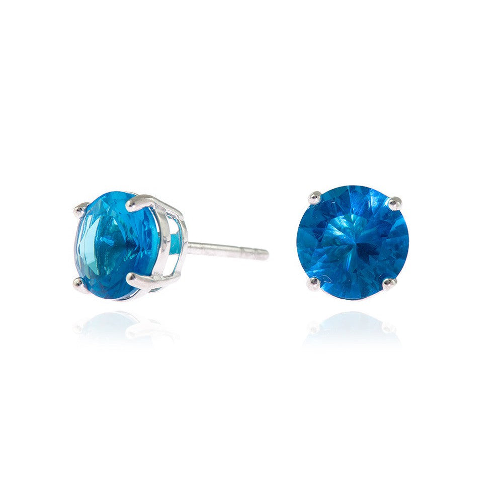 Lana 8mm Sterling Silver Sapphire Earrings