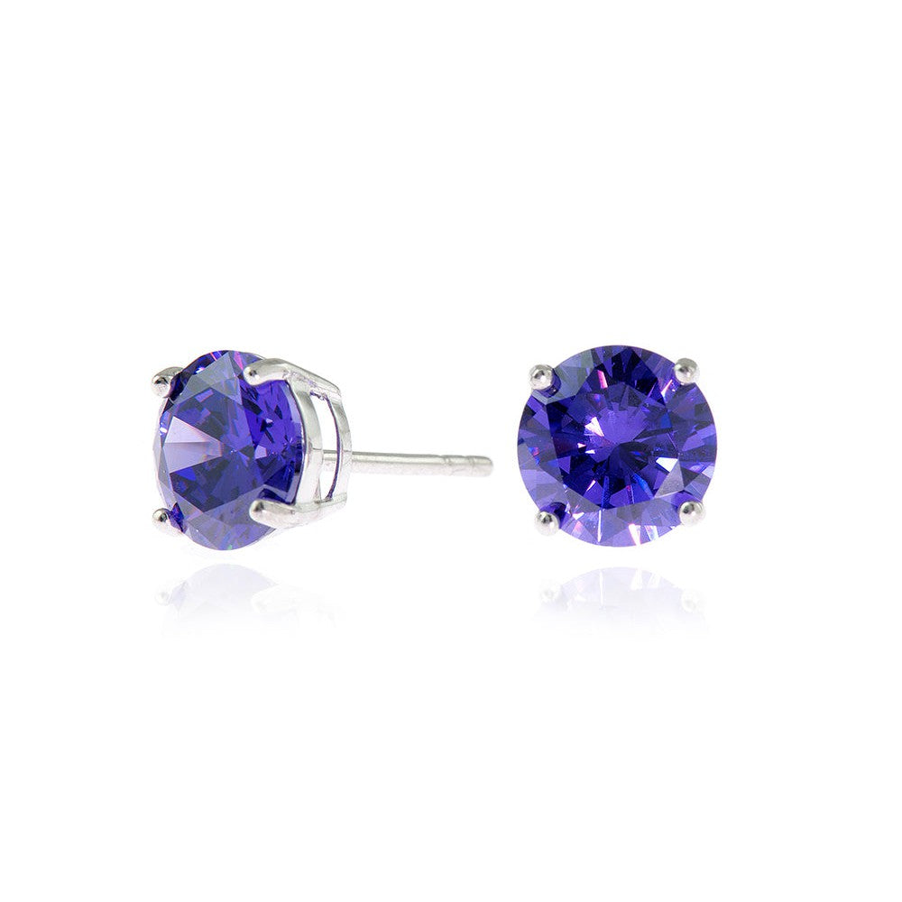 Lana 8mm Sterling Silver Violet Earrings