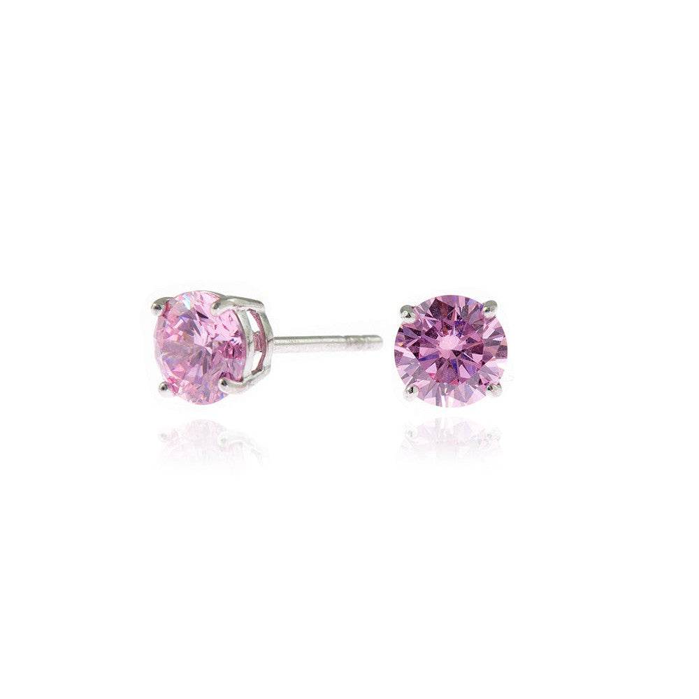 Lana 6mm Sterling Silver Pink Earrings