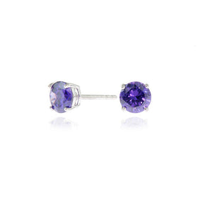 Lana 6mm Sterling Silver Violet Earrings