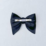 Load image into Gallery viewer, QueenMee Black Satin Hair Bow Black Hair Clip
