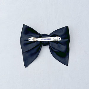 QueenMee Black Satin Hair Bow Black Hair Clip