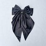 Load image into Gallery viewer, QueenMee Black Satin Hair Bow Black Hair Clip Long Bow
