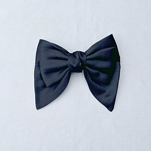 QueenMee Black Satin Hair Bow Black Hair Clip