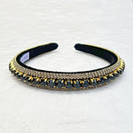 Load image into Gallery viewer, QueenMee Black Gold Sparkly Headband Black Slim Hair Band Crystal
