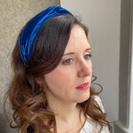 Load image into Gallery viewer, QueenMee Blue Headband Velvet Headband Knot Hair Band
