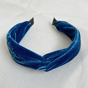 QueenMee Blue Headband Velvet Headband Knot Hair Band