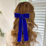 Load image into Gallery viewer, QueenMee Blue Velvet Hair Bow Royal Blue Hair Clip Alligator Clip
