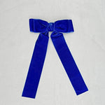 Load image into Gallery viewer, QueenMee Blue Velvet Hair Bow Royal Blue Hair Clip Alligator Clip
