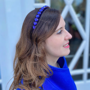 QueenMee Blue Gem Headband Royal Blue Gem Hearts Navy Hair Band