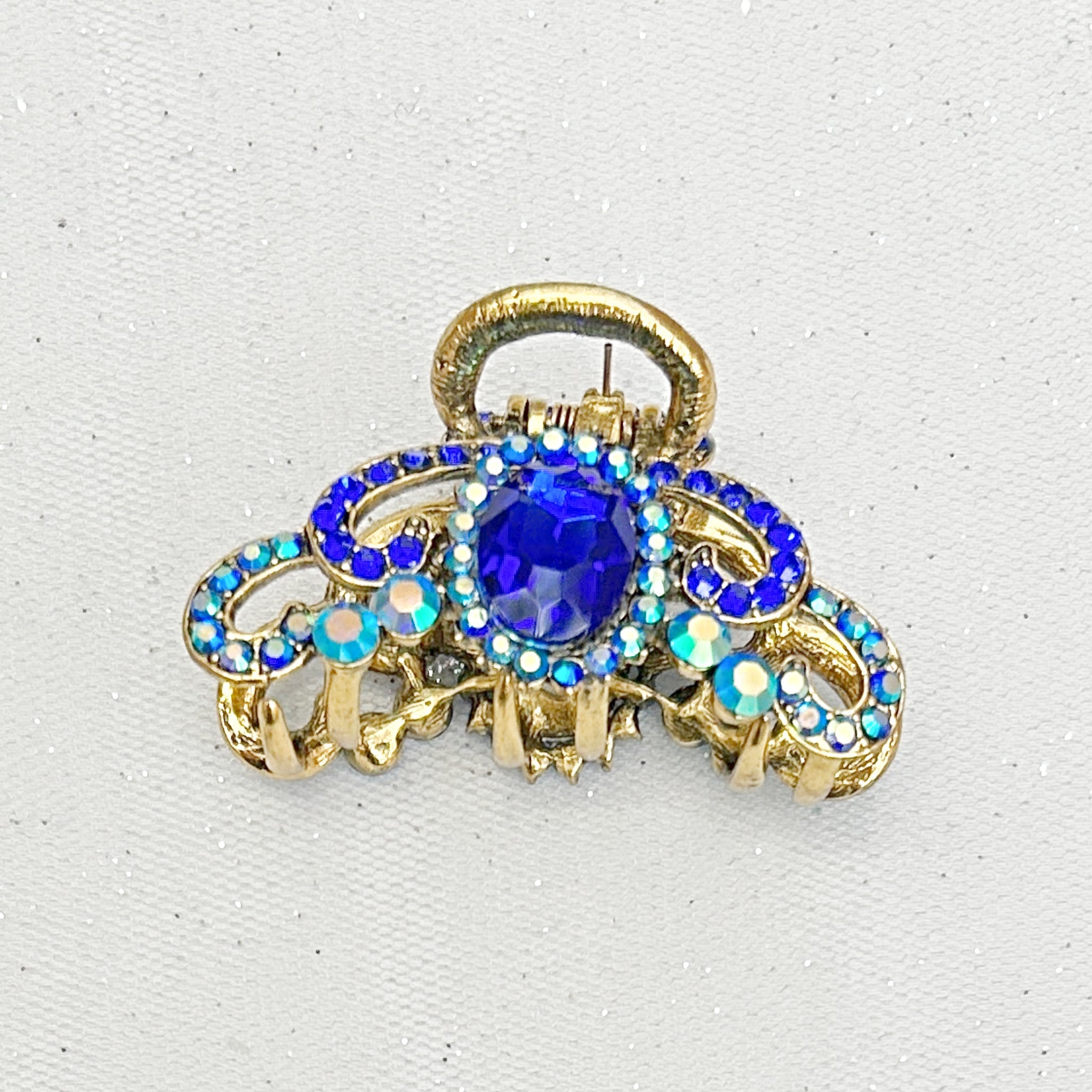 QueenMee Blue Hair Claw Clip with Gems