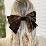 Load image into Gallery viewer, QueenMee Brown Hair Bow Velvet Bow Hair Clip
