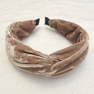 QueenMee Brown Headband Velvet Headband Knot Hair Band