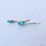 Load image into Gallery viewer, QueenMee Butterfly Hair Grips Butterfly Hair Slides Teal  Sparkly Hair Slides Set of 2
