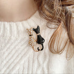 Load image into Gallery viewer, QueenMee Cat Brooch Vintage Black Brooch
