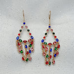 Load image into Gallery viewer, QueenMee Chandelier Earrings Colourful Earrings Gold
