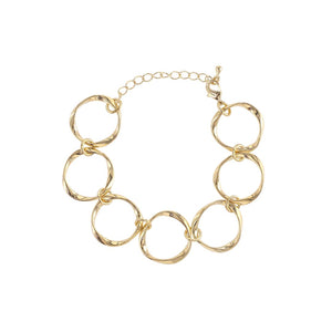 loveRocks Beaten Rings Bracelet Gold Tone