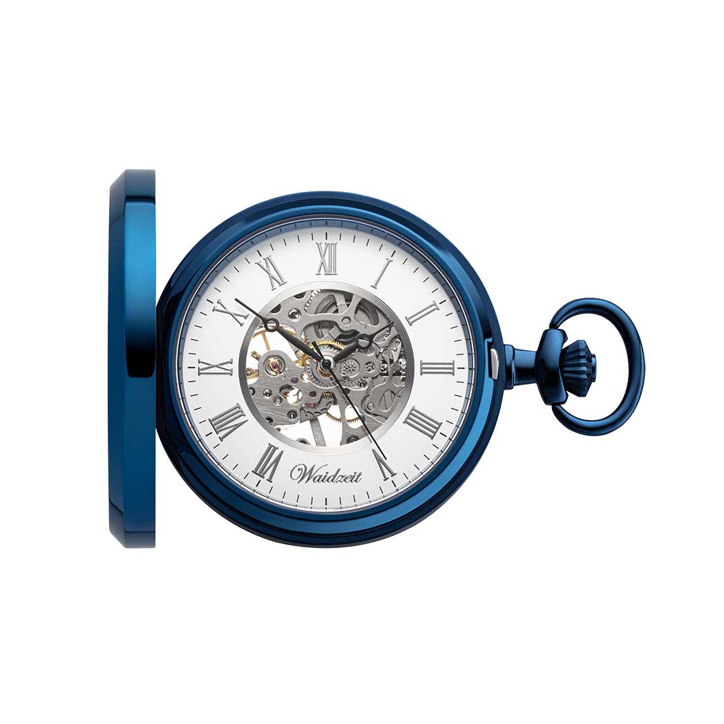 Waidzeit Franz Ferdinand Skeleton pocket watch blue