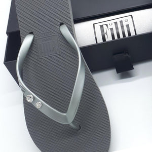 Filli London Crystal Diamond - Silver Luxury Flip Flops