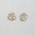 Load image into Gallery viewer, QueenMee Floral Earrings Large Stud Earrings White Gold Earrings
