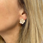 Load image into Gallery viewer, QueenMee Floral Earrings Large Stud Earrings White Gold Earrings
