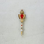 Load image into Gallery viewer, QueenMee Gold Crown Brooch Lapel Pin in Red
