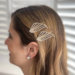 Load image into Gallery viewer, QueenMee Gold Hair Slides Set Art Deco - As Seen in Hello!
