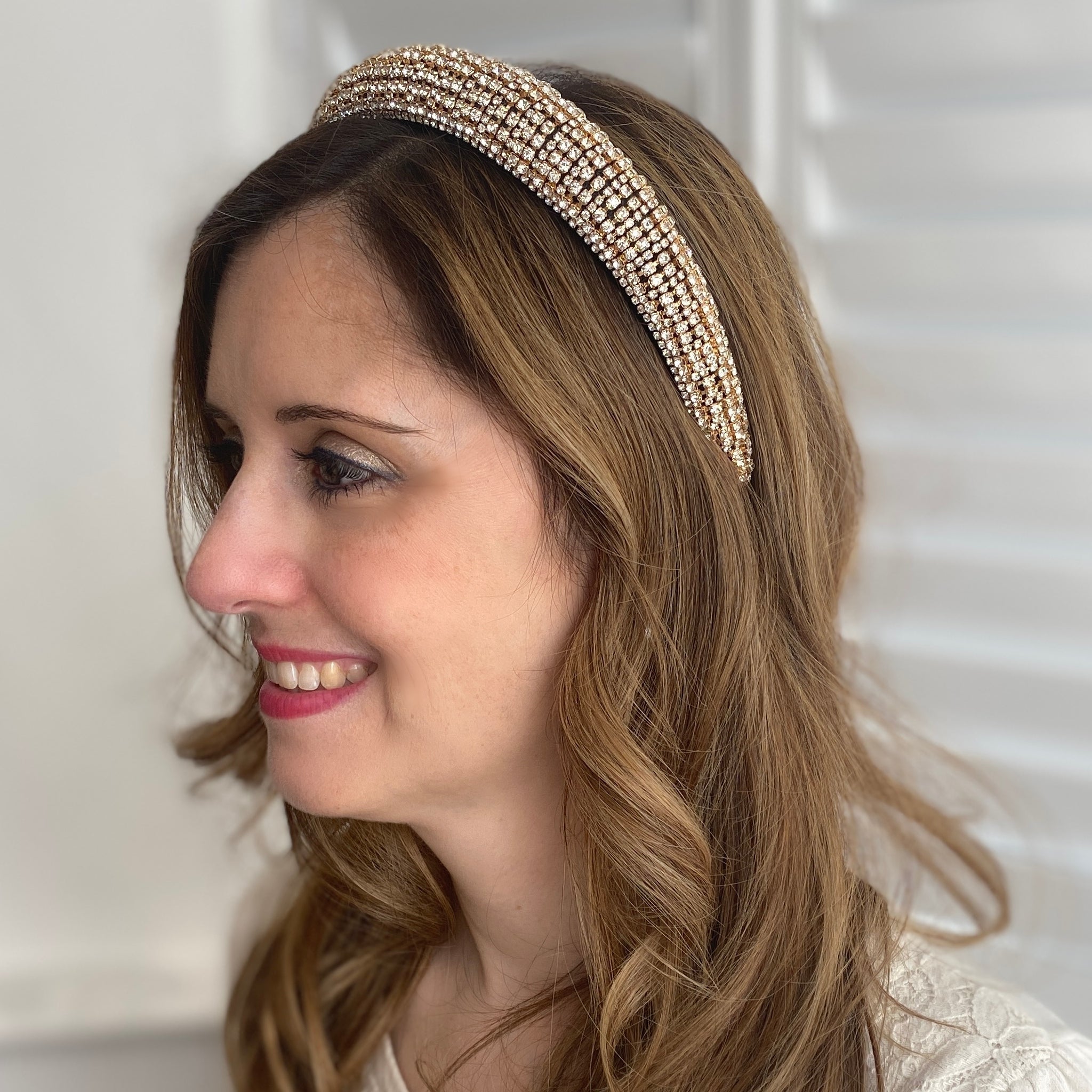 QueenMee Gold Headband with Diamante Statement Headband