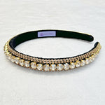 Load image into Gallery viewer, QueenMee Gold Sparkly Headband Gold Slim Hair Band Crystal
