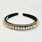 Load image into Gallery viewer, QueenMee Gold Sparkly Headband Gold Slim Hair Band Crystal
