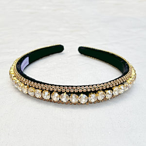 QueenMee Gold Sparkly Headband Gold Slim Hair Band Crystal